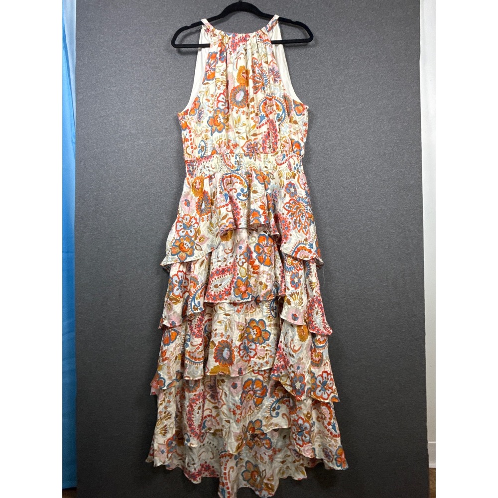 Sam and Jess Floral Paisley Tiered Maxi Dress XL Vanila Ice Smocked High Low